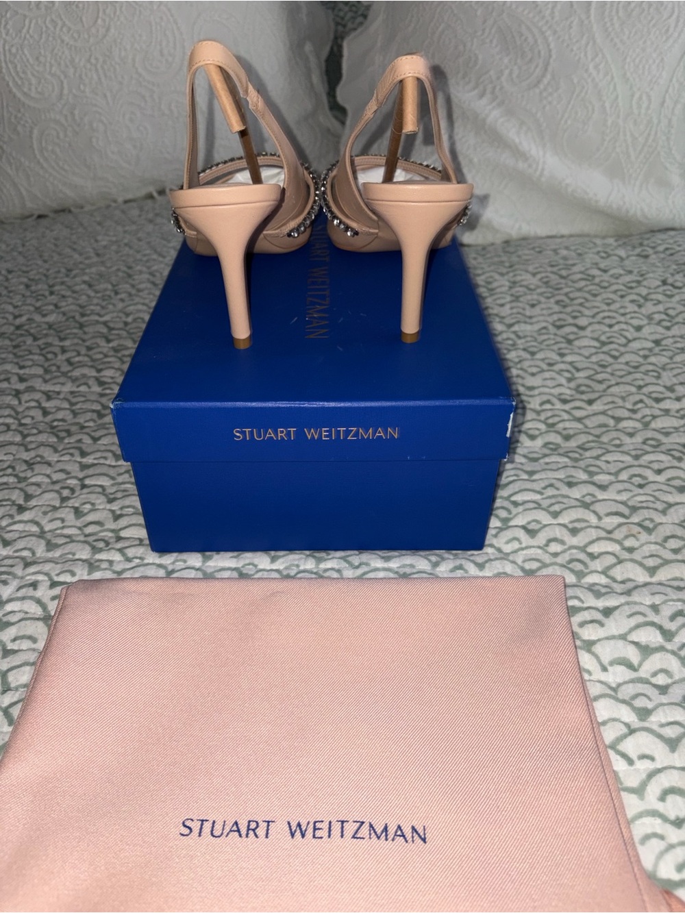 Stuart Weitzman Crystaline 75 Slingback Pumps in Golden Beige - Picture 3 of 4